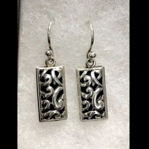 BARSE Scroll Filigree Sterling Silver 925 Drop Dangle Earrings - Picture 6 of 8